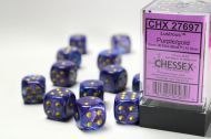 Chessex Dice Set Lustrous Purple/Gold 16mm d6 (12x)