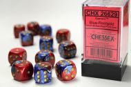 Chessex Dice Set Gemini Blue-Red/Gold 16mm d6 (12x)