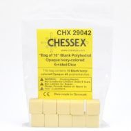 Chessex Opaque Ivory Blank 6-sided Dices (10x)