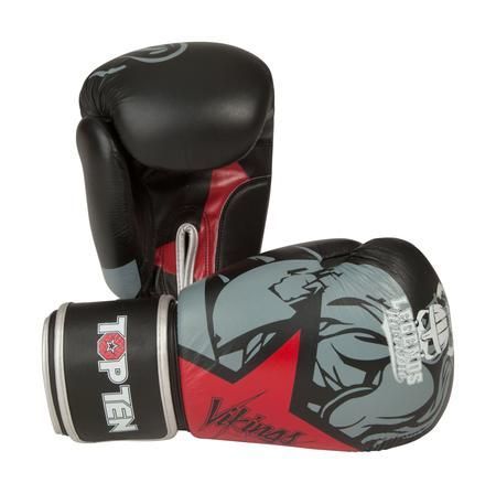 Boxerské rukavice Top Ten Vikings - černá/červená 10
