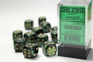 Chessex Dice Set Scarab Jade/Gold 16mm d6 (12x)