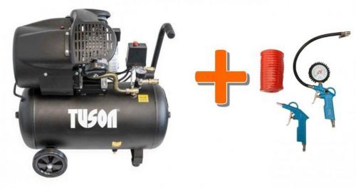 Olejový kompresor dvoupístkový 2,2kW; 3,0HP; 50l TUSON 130024 + Pneu sada 3 dílná WJ002030