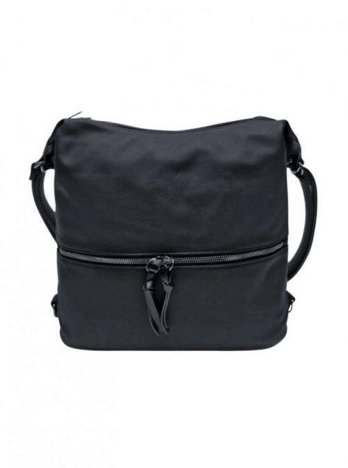Moderní černý kabelko-batoh z eko kůže Černá
