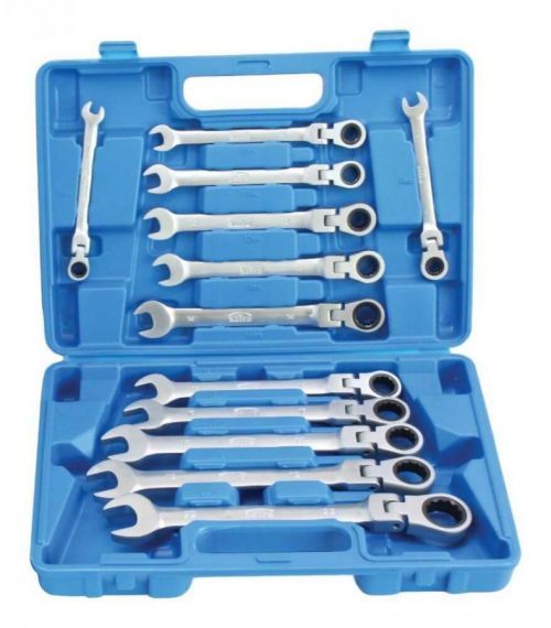 Očkoploché klíče s ráčnou a kloubem, 8 - 22 mm, sada 12 ks - SATRA