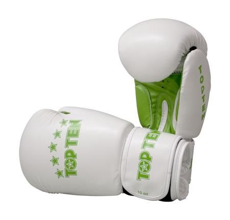 Boxerské rukavice Top Ten Basic - bílá/zelená 10