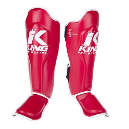King Pro Boxing chrániče holení s nártem - červená/bílá S