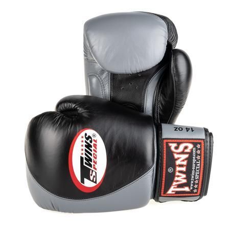 Boxerské rukavice Twins - černá/šedá 10