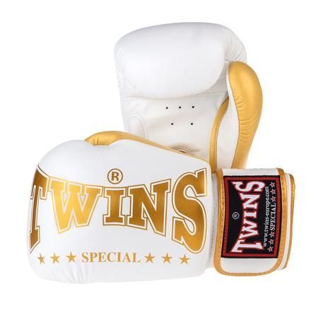 Boxerské rukavice Twins - bílá/zlatá 10