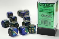 Chessex Dice Set Gemini Blue-Green/Gold 16mm d6 (12x)