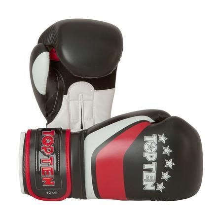 Boxerské rukavice Top Ten Stripe - černá/červená 10