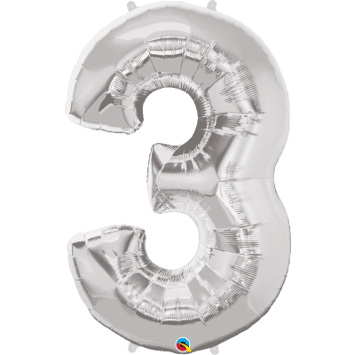 Balónek foliový Číslo 3 stříbrný ALBI