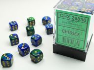 Chessex Dice Set Gemini Blue-Green/Gold 12mm d6 (36x)