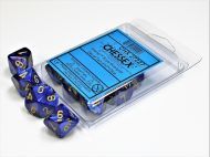 Chessex Dice Set Scarab Royal Blue/Gold D10 (10x)