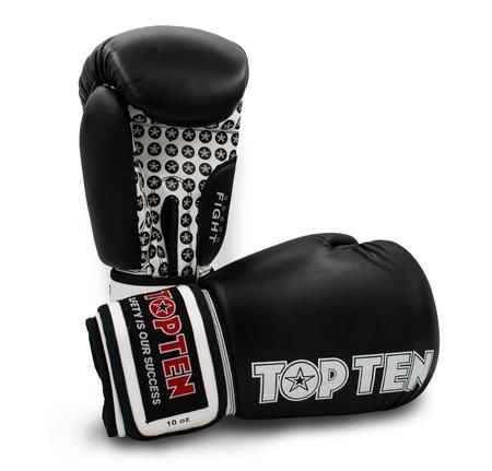 Boxerské rukavice TOP TEN Fight - černá/bílá 10