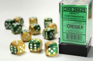 Chessex Dice Set Gemini Gold-Green/White 16mm d6 (12x)