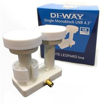 DI-WAY LNB MONOBLOCK SINGLE 0,1dB 4,3st, WHITE LEOPARD LINE