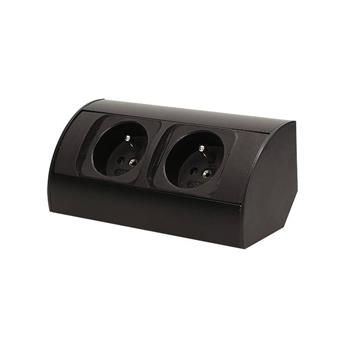 ORNO Povrchová zásuvka rohová, 2x zásuvka 230V, kabel bez vidlice, černá