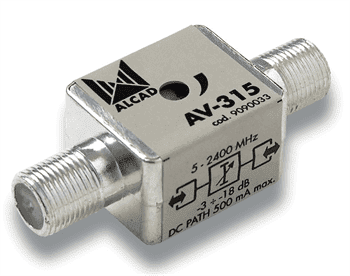 ALCAD AV-315  proměnný útlumový článek 3-18dB pro TV/ SAT pásmo, DC pass