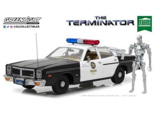 Greenlight Collectibles | Terminator - Diecast Model 1/18 1977 Dodge Monaco Metropolitan Police s figurkou Endoskeleton