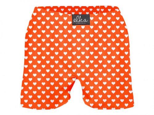 ELKA LOUNGE Trenky z Bavlněného Popelínu ELKA M00095 Red-Orange With Hearts Barva: Oranžová, Velikost: S