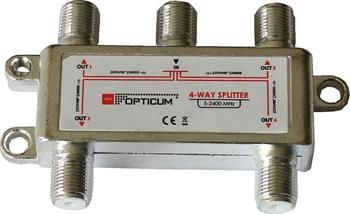 Rozbočovač OPTICUM 4xF HQ 5-2400 MHz, průchozí všemi směry