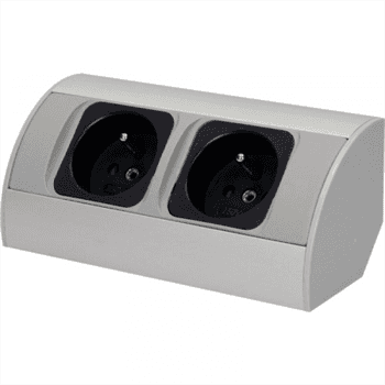 Povrchová zásuvka rohová ORNO, 2x zásuvka 230V, kabel bez vidlice, stříbrná