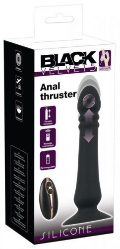 Black Velvet - cordless, pushing anal dildo (black)