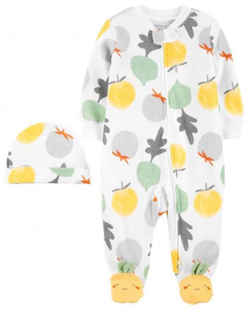 CARTER'S Set 2dílný overal na zip Sleep&Plays, čepice Veggies neutrál LBB PRE, vel. 46