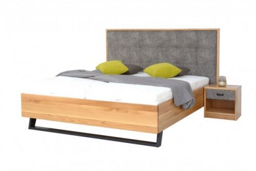 Masivní postel leon 180x200, dub, včetně matrace, roštu a úp