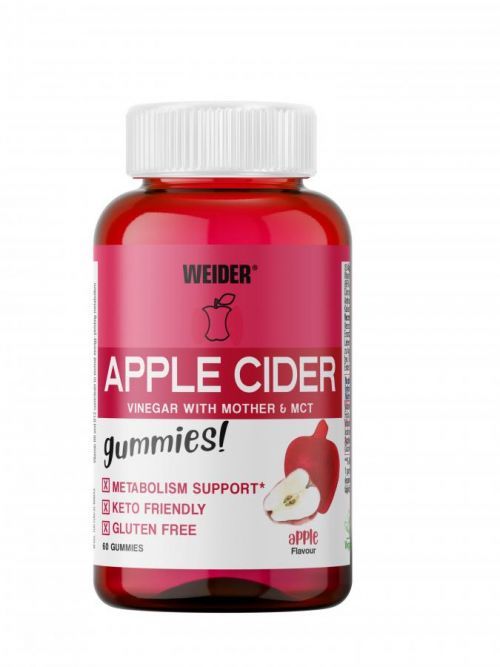 Weider Apple Cider 50 gummies, želatinové bonbóny obsahující jablečný ocet, Jablko