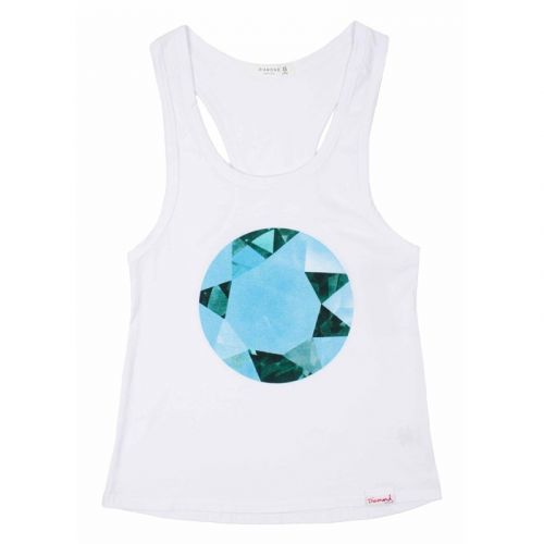 tílko DIAMOND - Bejewelled Tank Top White (WHT)