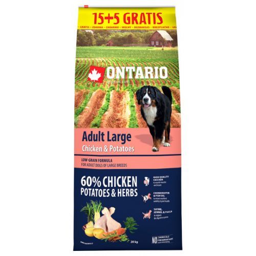 ONTARIO Dog Adult Large Chicken & Potatoes & Herbs 15+5 kg 20kg