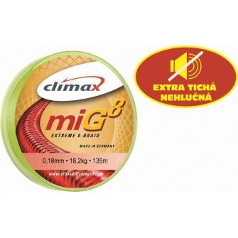 Climax šnůra 135m - miG 8 Braid Oliv,0,16/15,9kg