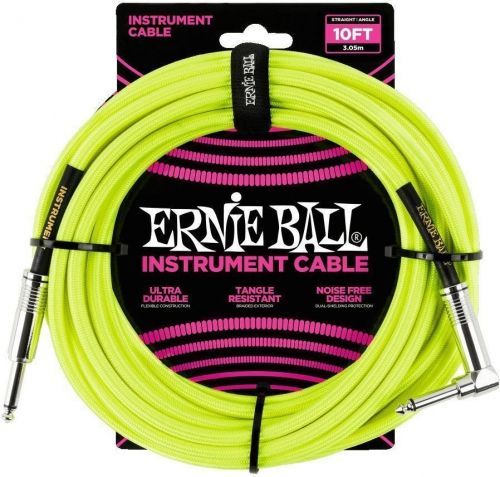 Ernie Ball P06080 Braided Cable 10 SA Neon Yellow