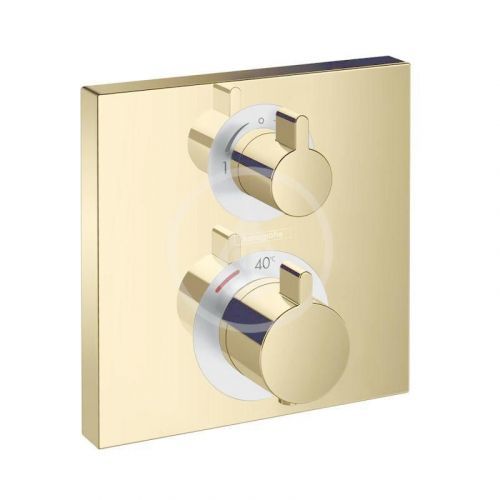 HANSGROHE Ecostat Square Termostatická baterie pod omítku pro 2 spotřebiče, leštěný vzhled zlata 15714990