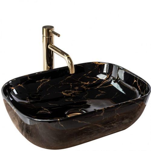 REA Umyvadlo na desku Belinda Black Marble shiny REA-U8907