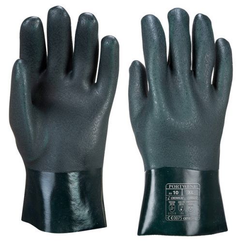 Dvakrát máčené PVC rukavice 27cm XL černá