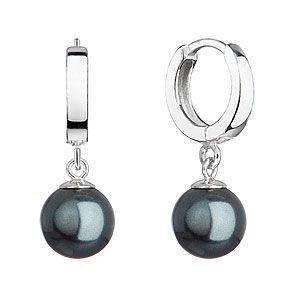 Evolution Group Stříbrné náušnice visací s perlou zelené kulaté 71141.3 tahiti