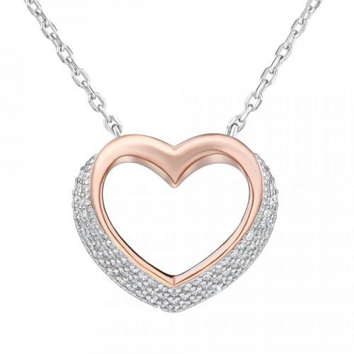 Stříbrný náhrdelník SRDCE pozlacený růžovým zlatem - LPS0243R