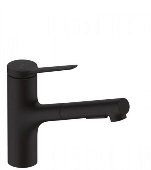 Dřezová baterie Hansgrohe Zesis s vytahovací sprškou, 2 proudy černý mat 74803670