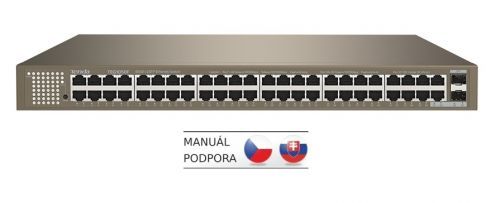 Tenda TEG1050F 48x Gigabit s SFP, 48x RJ45 + 2x SFP, Fanless - bez ventilátorů, Rackmount, VLAN, 6kV; TEG1050F