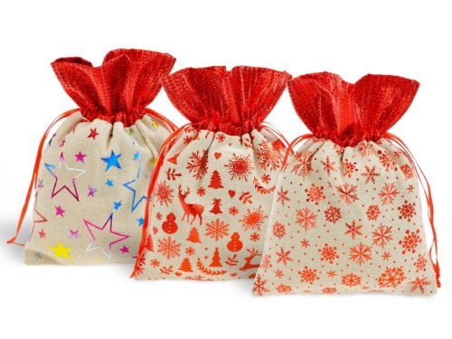 MFP 5800735 Sáček textil vánoční potisk 13x17cm mix