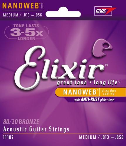 Elixir 11102 Acoustic NANOWEB 80/20 Bronze Medium