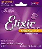 Elixir 11152 Acoustic NANOWEB 80/20 Bronze 12-string Extra Light