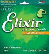 Elixir 14502 Anti-Rust Nanoweb Coated Acoustic Bass Strings 45-100