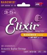 Elixir 11077 Acoustic NANOWEB 80/20 Bronze Light-Medium