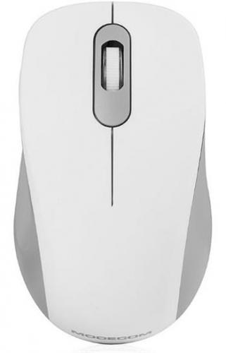 Modecom MC-WM10S bezdrátová optická myš, 3 tlačítka, 1600 DPI, USB nano 2,4 GHz, tichá tlačítka, bílá