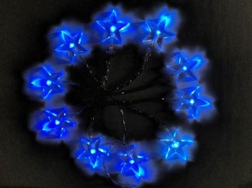 Solight LED vánoční řetěz - hvězdy 1,5m vnitřní, 2x AA, modré světlo 1V52-B