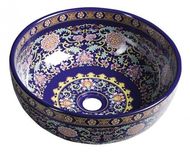 SAPHO PRIORI keramické umyvadlo, průměr 40,5cm, 15,5cm, fialová s ornamenty (PI022)