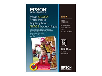 Epson Value - Lesklý - 100 x 150 mm - 183 g/m2 - 20 listy fotografický papír - pro Epson L382, L386, L486; EcoTank ET-3600; Expression Premium XP-900 Stickers